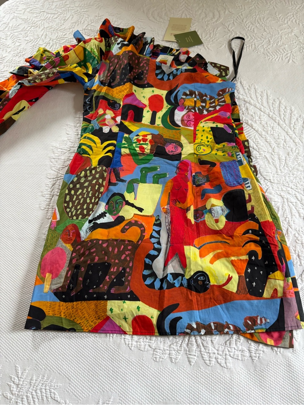 NWT Farm Rio Ana Leovy print One Shoulder Mini dress artsy vibrant size M - Picture 12 of 14